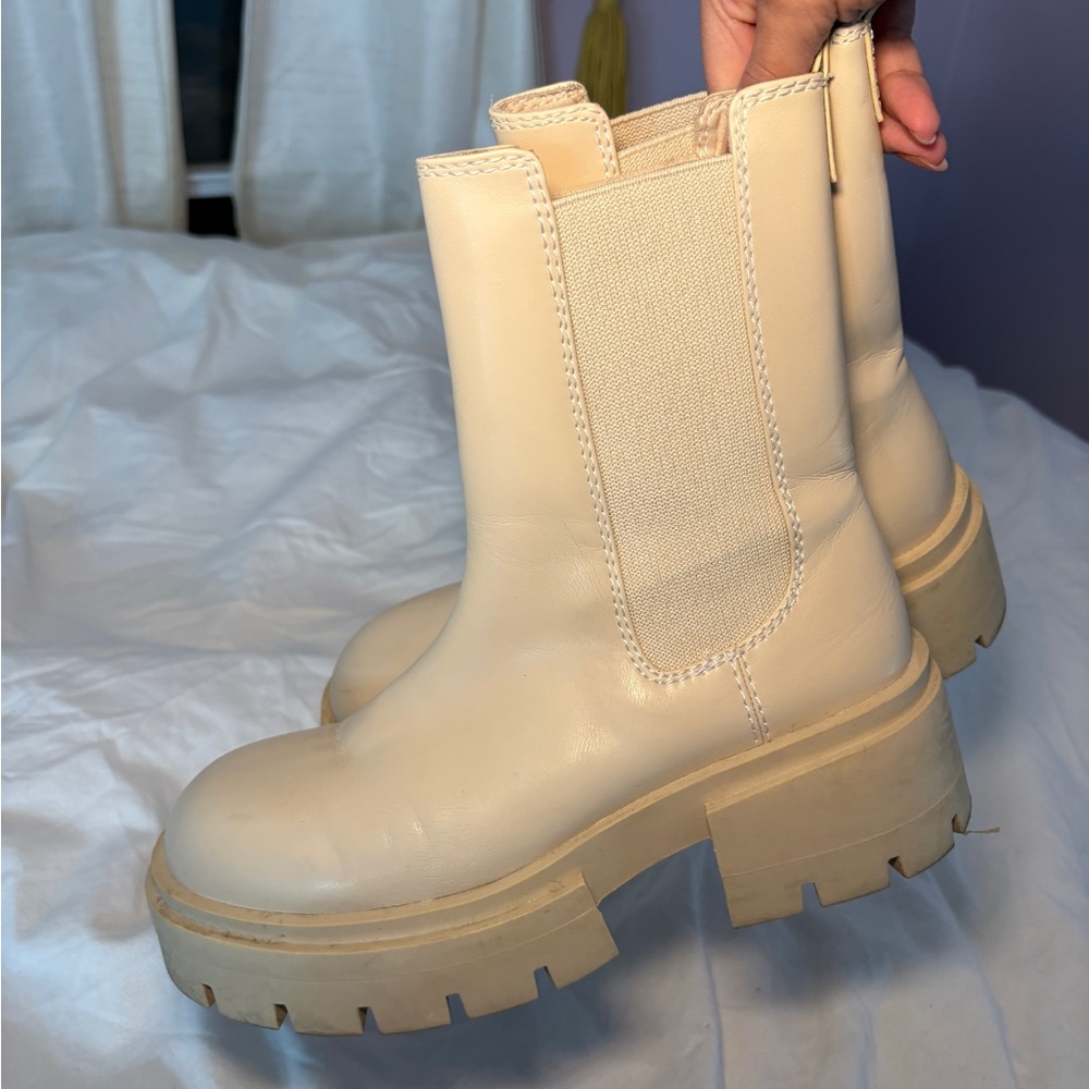 Zara Cream Moto Boots